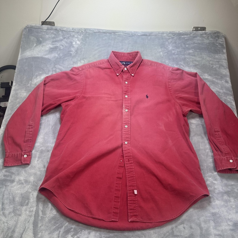 Ralph Lauren Shirt Mens XL Red Button Down Long Sleeve Pony Logo Cotton